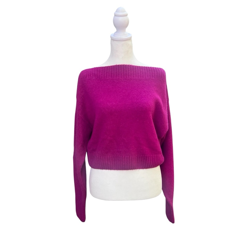 & Other‎ Stories Magenta Off-the-Shoulder Fuzzy Sweater Size XS